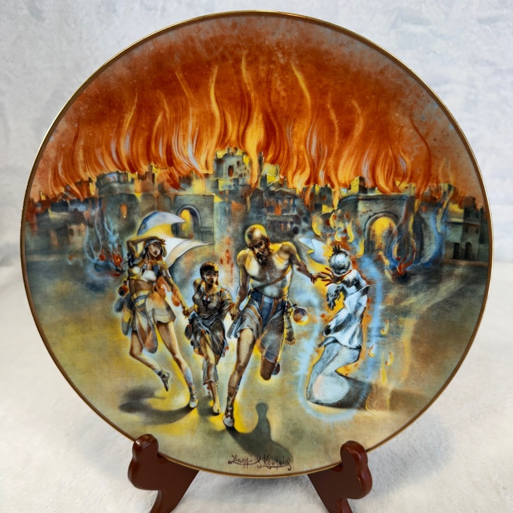 ROYAL CORNWALL China "Sodom and Gomorrah" Religious Plate by Yannis Koutsis № 7